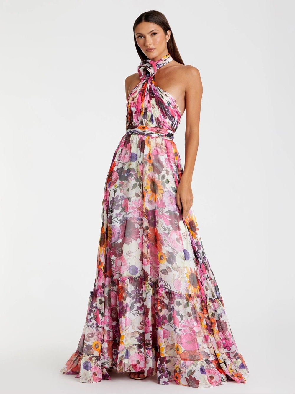 Mac Duggal asymmetrical floral gown